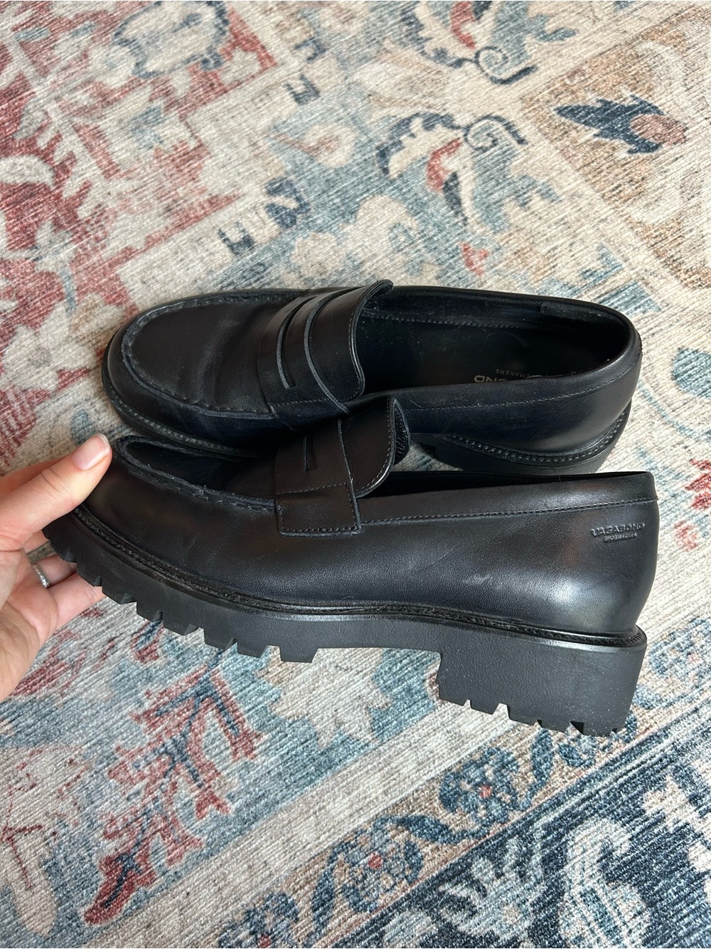 Vagabond Black Lug-Sole Penny Loafers